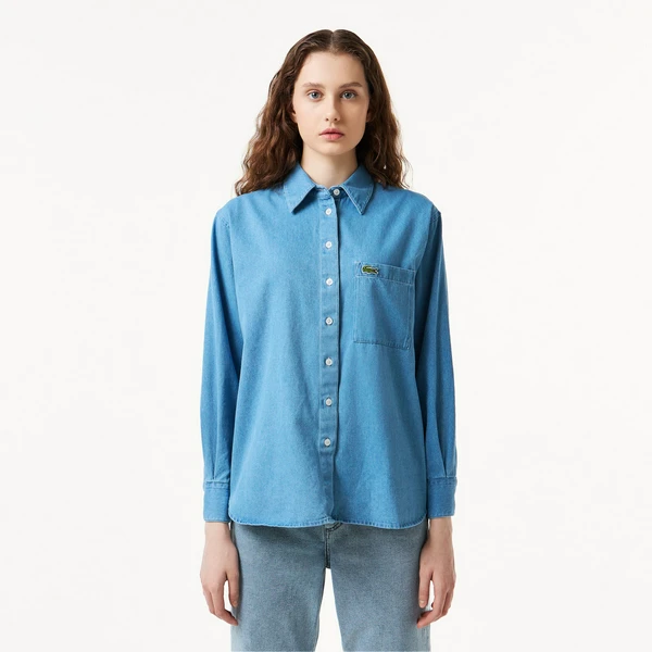 Женская джинсовая рубашка Lacoste OVERSIZED, голубой, арт. CF0036