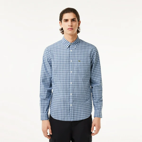 Мужская рубашка Lacoste Regular Fit в клетку, синий, арт. CH6981