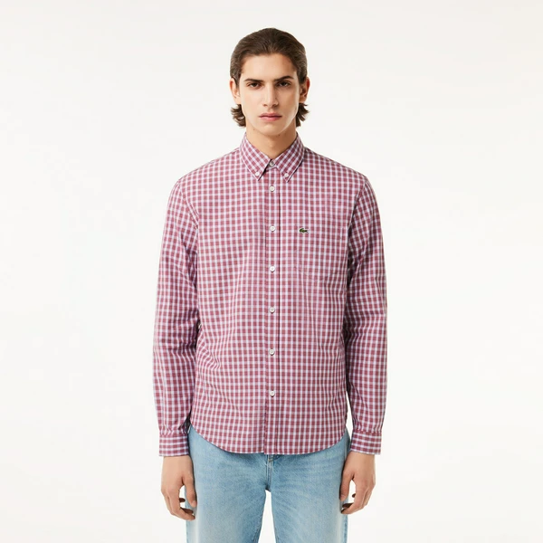 Мужская рубашка Lacoste Regular Fit в клетку, красный, арт. CH6981