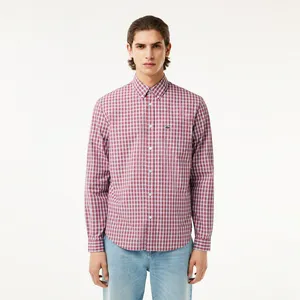Мужская рубашка Lacoste Regular Fit в клетку, красный, арт. CH6981