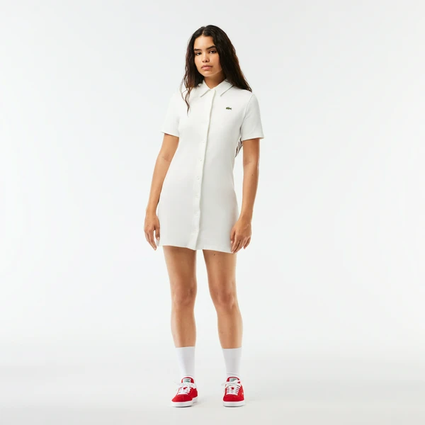 Женское платье-поло Lacoste из органического хлопка, белый, арт. EF6922