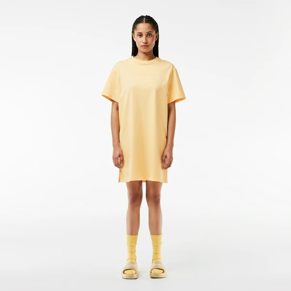 Трикотажное платье Lacoste с коротким рукавом OVERSIZED, оранжевый, арт. EF7287