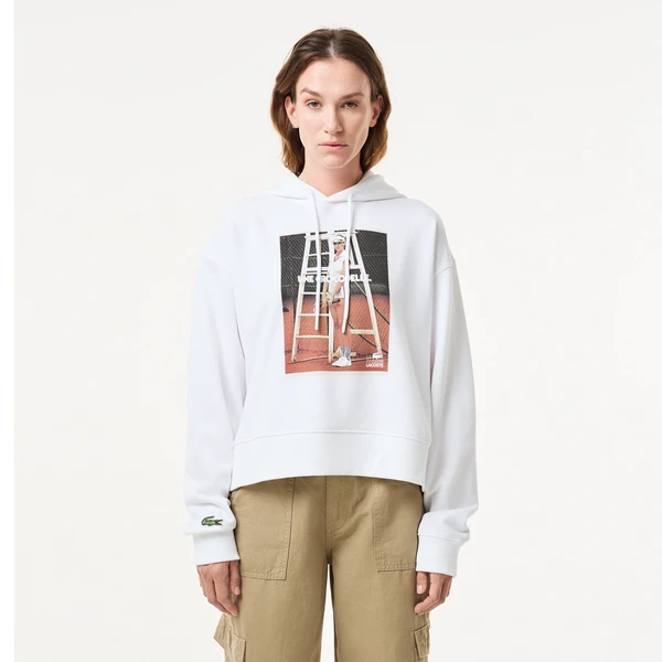 Женская флисовая толстовка Lacoste OVERSIZED, белый, арт. SF7246