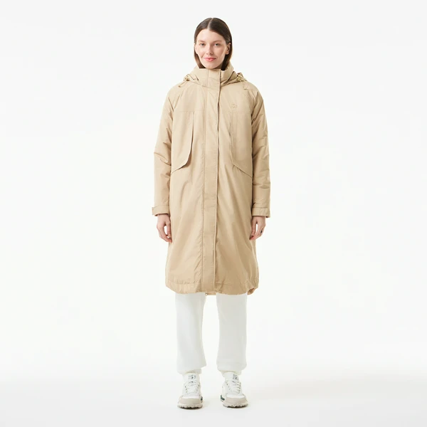 Женская парка Lacoste с капюшоном, бежевый, арт. BF2508R