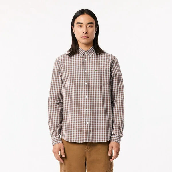 Мужская рубашка Lacoste Regular Fit в клетку, серый, арт. CH6981
