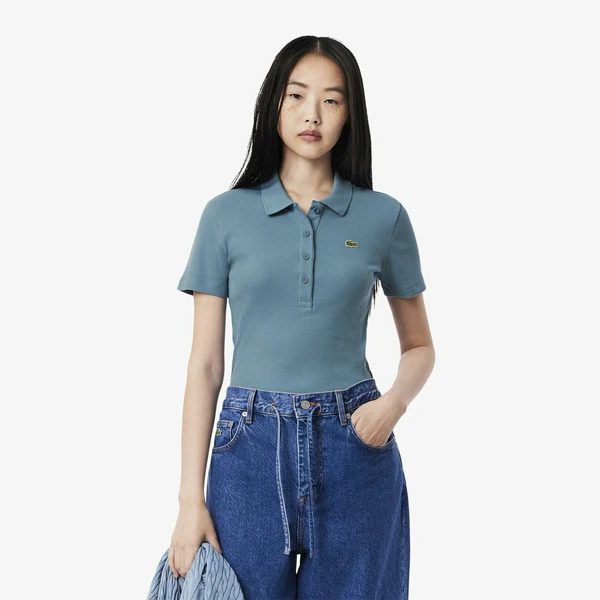 Женское поло Lacoste Slim Fit из органического хлопка, синий, арт. DF5377