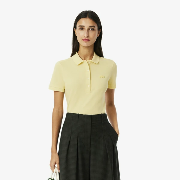 Женское поло Lacoste Slim Fit из эластичного хлопка, желтый, арт. PF5462