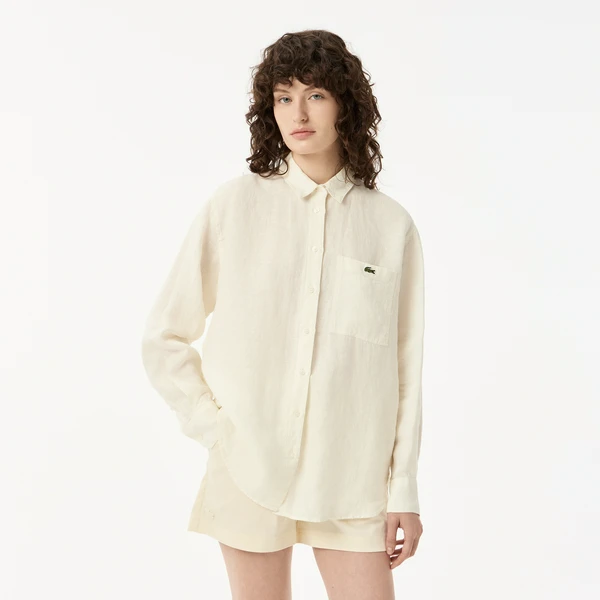 Женская рубашка Lacoste из льна, белый, арт. CF0054