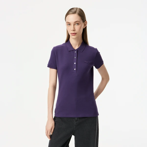 Женское поло Lacoste Slim Fit из эластичного хлопка, фиолетовый, арт. PF5462