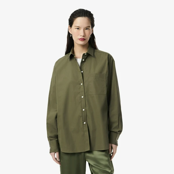 Женская рубашка Lacoste из хлопка, хаки, арт. CF0215