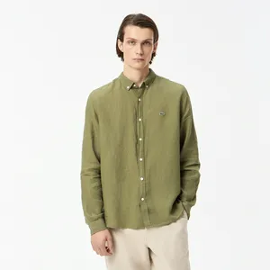 Мужская льняная рубашка Lacoste, хаки, арт. CH5692T