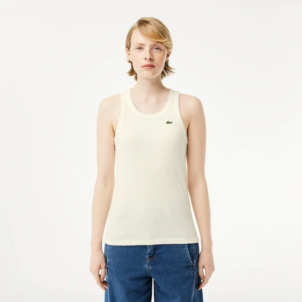 Женская облегающая хлопковая майка Lacoste, белый, арт. TF5388