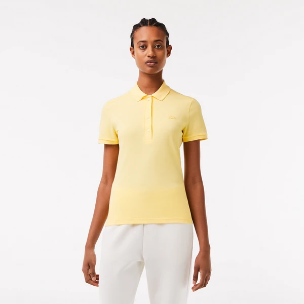 Женское поло Lacoste Slim Fit из эластичного хлопка, желтый, арт. PF5462