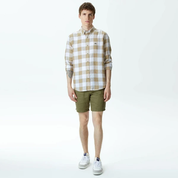 Мужские льняные шорты Lacoste Regular Fit, коричневый, арт. FH0041