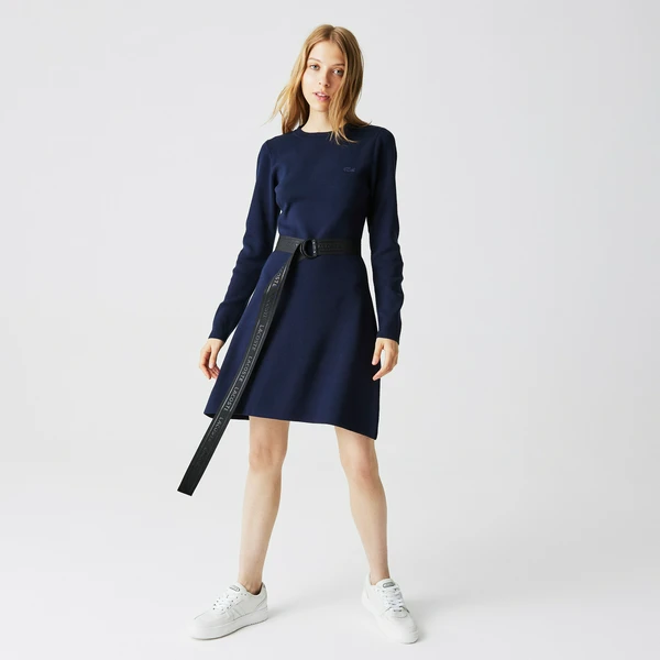 Женское платье Lacoste Regular Fit с поясом, синий, арт. EF2216