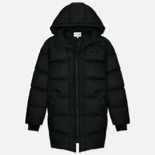 Мужская утеплённая куртка Lacoste Regular Fit с отстёгивающимся капюшоном, черный, арт. BH2043