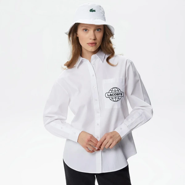 Женская рубашка Lacoste Relaxed Fit, белый, арт. CF2404