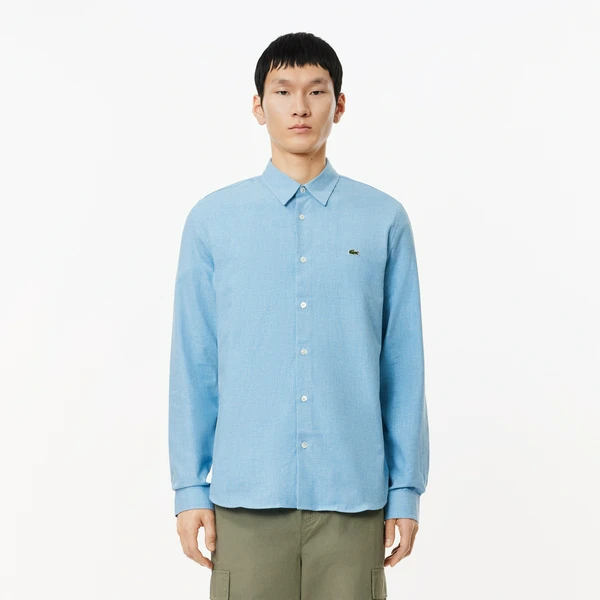 Мужская хлопковая рубашка Lacoste Slim Fit, голубой, арт. CH2573
