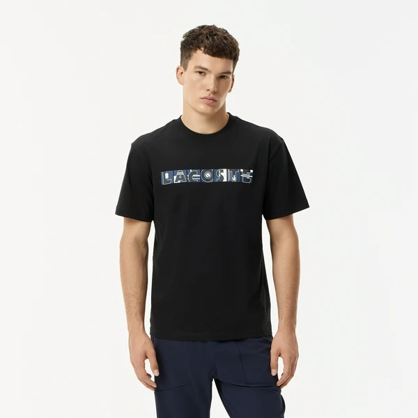 Мужская хлопковая футболка Lacoste Relaxed Fit, черный, арт. TH0417