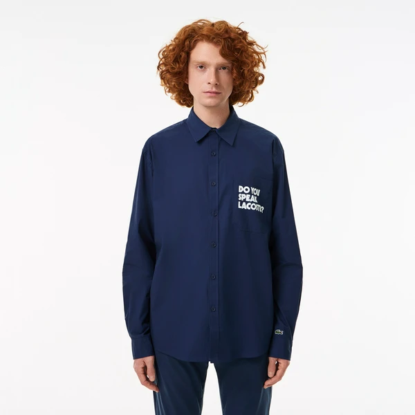 Мужская рубашка Lacoste Loose Fit с принтом, синий, арт. CH0418