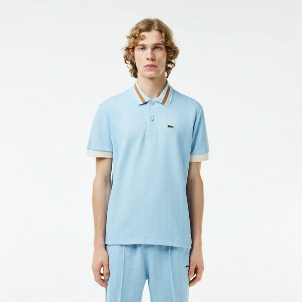 Мужское поло Lacoste Classic Fit с монограммой, голубой, арт. DH1417