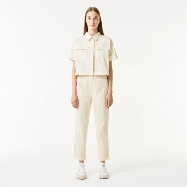 Женские брюки Lacoste Regular Fit с регулируемым поясом, белый, арт. HF0401