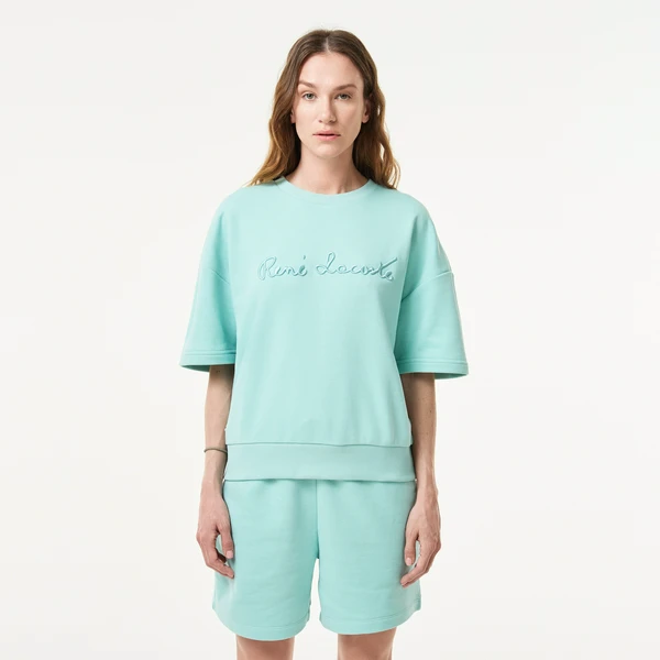Женская толстовка Lacoste Loose Fit с коротким рукавом, голубой, арт. SF0409