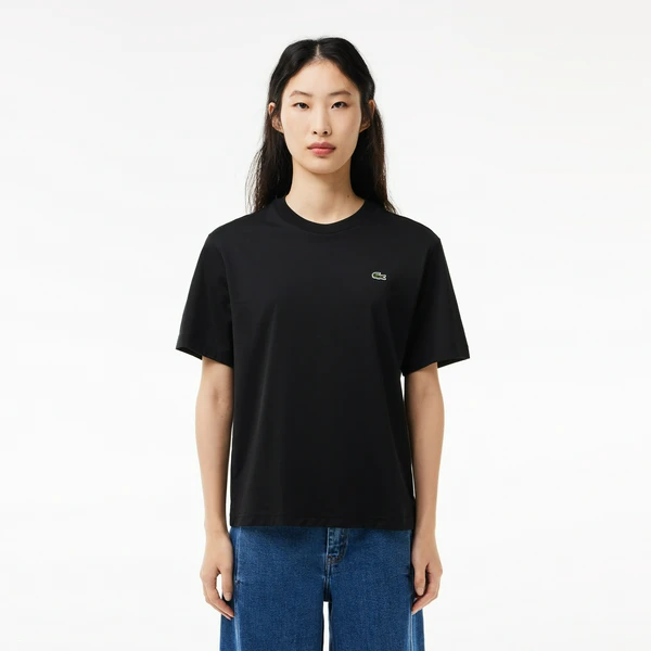 Женская футболка Lacoste Loose Fit из мягкого хлопка, черный, арт. TF7215