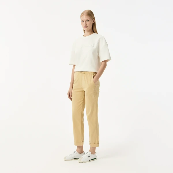 Женские брюки Lacoste Regular Fit с регулируемым поясом, бежевый, арт. HF0401