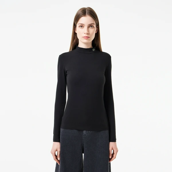 Женский лонгслив Lacoste Slim Fit, черный, арт. TF2675
