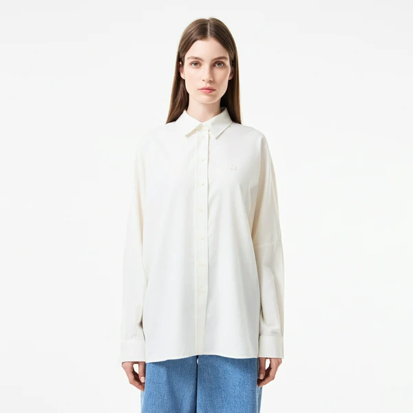 Женская хлопковая рубашка Lacoste Loose Fit, белый, арт. CF2504