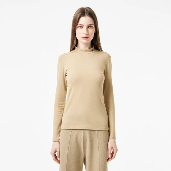 Женский лонгслив Lacoste Slim Fit, бежевый, арт. TF2675