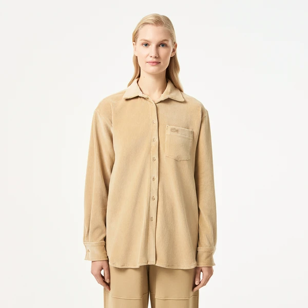 Женская рубашка Lacoste Loose Fit, бежевый, арт. CF2523