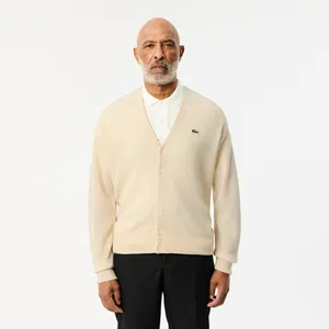 Мужской шерстяной кардиган Lacoste Relaxed Fit, белый, арт. AH0397