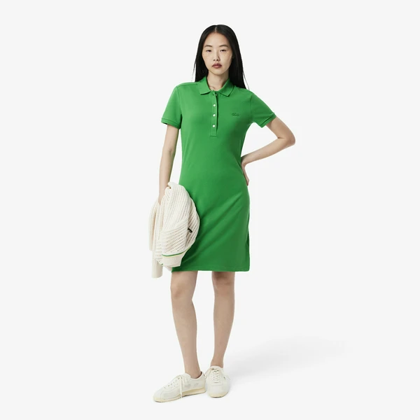 Женское платье-поло Lacoste Slim Fit, зеленый, арт. EF5473