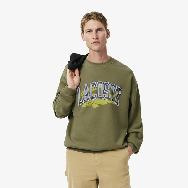Мужская флисовая толстовка Lacoste Loose Fit, хаки, арт. SH2850