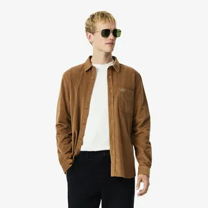 Мужская хлопковая велюровая рубашка Lacoste Regular Fit, коричневый, арт. CH3346