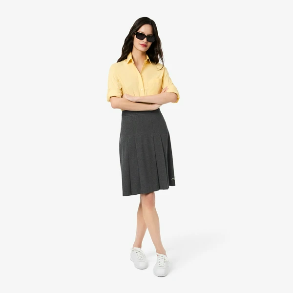 Длинная юбка Lacoste со складками, серый, арт. JF5358