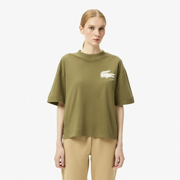 Женская футболка Lacoste свободного кроя, хаки, арт. TF2603