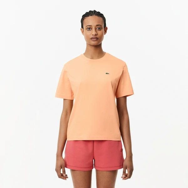 Женская футболка Lacoste Loose Fit из мягкого хлопка, оранжевый, арт. TF7215