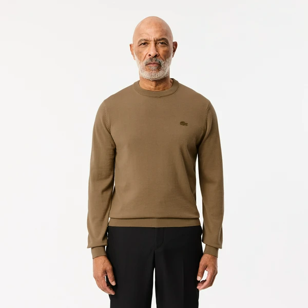 Мужской свитер Lacoste из шерсти мериноса, коричневый, арт. AH1969