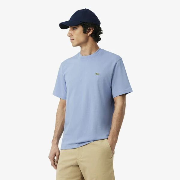 Мужская хлопковая футболка Lacoste с коротким рукавом, голубой, арт. TH7318