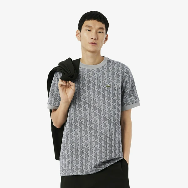 Мужская жаккардовая футболка Lacoste, серый, арт. TH1197