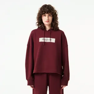 Женская хлопковая толстовка Lacoste с капюшоном, красный, арт. SF2507R