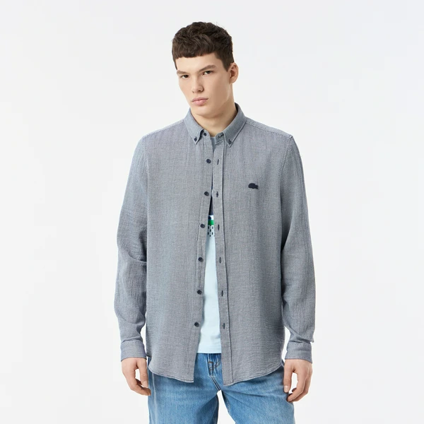 Мужская хлопковая рубашка Lacoste, синий, арт. CH0434