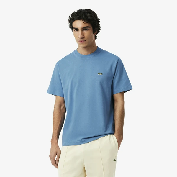 Мужская хлопковая футболка Lacoste с коротким рукавом, голубой, арт. TH7318