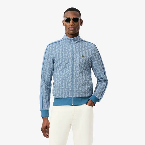 Мужская жаккардовая толстовка Lacoste PARIS с монограммой, голубой, арт. SH1368