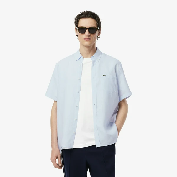 Мужская льняная рубашка Lacoste, голубой, арт. CH5699