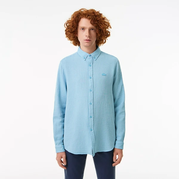 Мужская хлопковая рубашка Lacoste, голубой, арт. CH0434