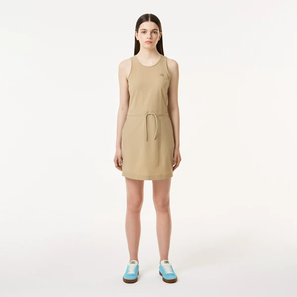 Женское платье Lacoste с поясом без рукавов, бежевый, арт. EF0414